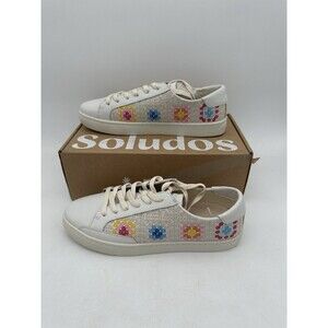 Soludos Ibiza Sweater Sneaker Lace Up White/ Multicolor Size US 10